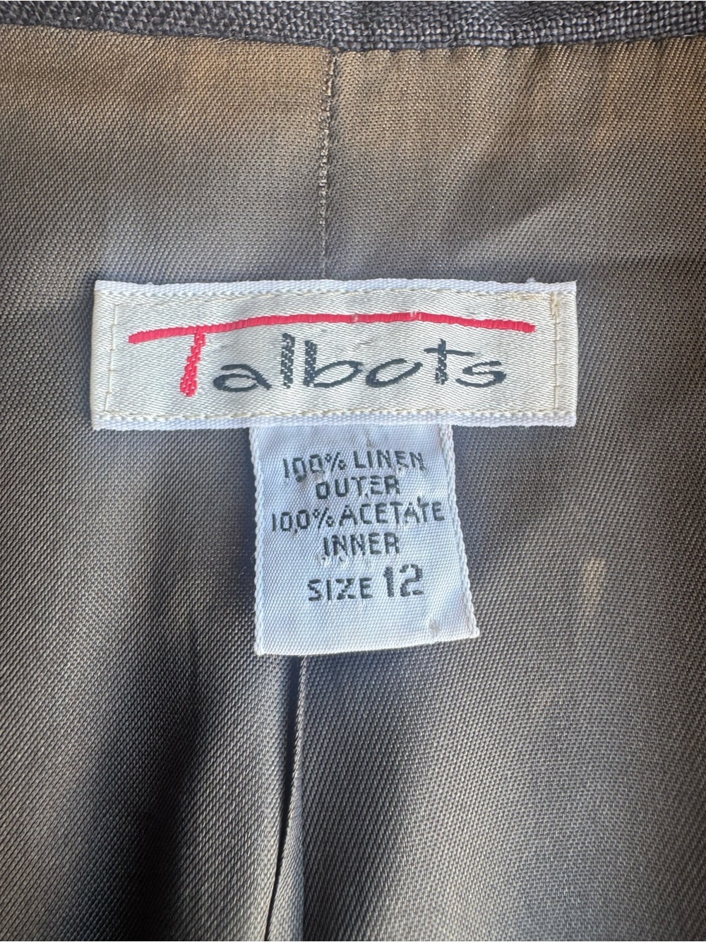 Talbots Vintage Black 100% Linen Blazer 12 Oversized Office Tailored Coastal - Picture 16 of 16